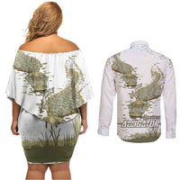 Everglades Florida Alligators Couples Matching Off Shoulder Short Dress and Long Sleeve Button Shirt Alcatraz Est 2025 - Wonder Print Shop
