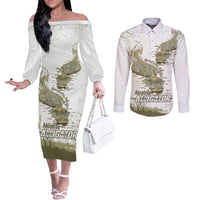Everglades Florida Alligators Couples Matching Off The Shoulder Long Sleeve Dress and Long Sleeve Button Shirt Alcatraz Est 2025 - Wonder Print Shop