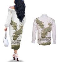 Everglades Florida Alligators Couples Matching Off The Shoulder Long Sleeve Dress and Long Sleeve Button Shirt Alcatraz Est 2025 - Wonder Print Shop