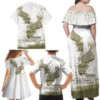 Everglades Florida Alligators Family Matching Off Shoulder Maxi Dress and Hawaiian Shirt Alcatraz Est 2025 - Wonder Print Shop