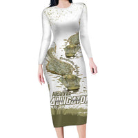 Everglades Florida Alligators Long Sleeve Bodycon Dress Alcatraz Est 2025 - Wonder Print Shop
