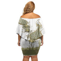 Everglades Florida Alligators Off Shoulder Short Dress Alcatraz Est 2025 - Wonder Print Shop