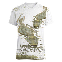 Everglades Florida Alligators Women V-Neck T-Shirt Alcatraz Est 2025 - Wonder Print Shop
