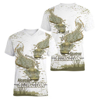 Everglades Florida Alligators Women V-Neck T-Shirt Alcatraz Est 2025 - Wonder Print Shop