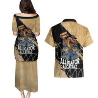 Alligator Alcatraz Couples Matching Puletasi and Hawaiian Shirt Gator and Python Restricted Area - Wonder Print Shop
