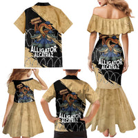 Alligator Alcatraz Family Matching Mermaid Dress and Hawaiian Shirt Gator and Python Restricted Area - Wonder Print Shop