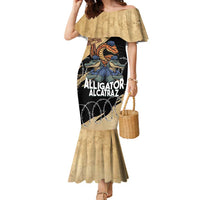 Alligator Alcatraz Family Matching Mermaid Dress and Hawaiian Shirt Gator and Python Restricted Area - Wonder Print Shop