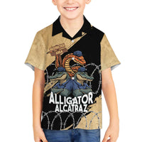 Alligator Alcatraz Family Matching Off The Shoulder Long Sleeve Dress and Hawaiian Shirt Gator and Python Restricted Area - Wonder Print Shop