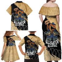 Alligator Alcatraz Family Matching Off Shoulder Maxi Dress and Hawaiian Shirt Gator and Python Restricted Area - Wonder Print Shop