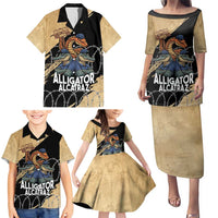 Alligator Alcatraz Family Matching Puletasi and Hawaiian Shirt Gator and Python Restricted Area - Wonder Print Shop