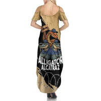 Alligator Alcatraz Family Matching Summer Maxi Dress and Hawaiian Shirt Gator and Python Restricted Area - Wonder Print Shop
