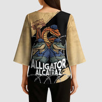 Alligator Alcatraz Kimono Sleeve Blouse Gator and Python Restricted Area - Wonder Print Shop