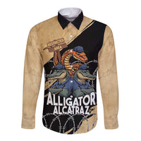 Alligator Alcatraz Long Sleeve Button Shirt Gator and Python Restricted Area - Wonder Print Shop