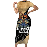 Alligator Alcatraz Short Sleeve Bodycon Dress Gator and Python Restricted Area - Wonder Print Shop
