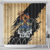 Alligator Alcatraz Shower Curtain Gator and Python Restricted Area - Wonder Print Shop