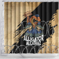Alligator Alcatraz Shower Curtain Gator and Python Restricted Area - Wonder Print Shop