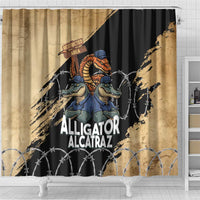 Alligator Alcatraz Shower Curtain Gator and Python Restricted Area - Wonder Print Shop