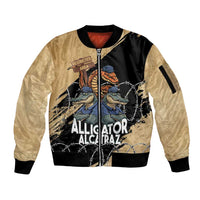 Alligator Alcatraz Sleeve Zip Bomber Jacket Gator and Python Restricted Area - Wonder Print Shop
