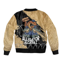 Alligator Alcatraz Sleeve Zip Bomber Jacket Gator and Python Restricted Area - Wonder Print Shop