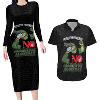 Protect The Everglades Couples Matching Long Sleeve Bodycon Dress and Hawaiian Shirt Gator No Alligator Alcatraz - Wonder Print Shop