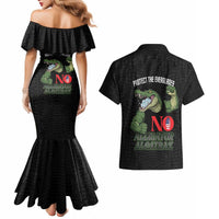 Protect The Everglades Couples Matching Mermaid Dress and Hawaiian Shirt Gator No Alligator Alcatraz - Wonder Print Shop