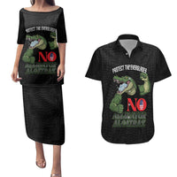Protect The Everglades Couples Matching Puletasi and Hawaiian Shirt Gator No Alligator Alcatraz - Wonder Print Shop