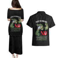 Protect The Everglades Couples Matching Puletasi and Hawaiian Shirt Gator No Alligator Alcatraz - Wonder Print Shop