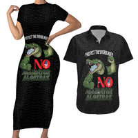 Protect The Everglades Couples Matching Short Sleeve Bodycon Dress and Hawaiian Shirt Gator No Alligator Alcatraz - Wonder Print Shop