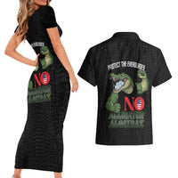 Protect The Everglades Couples Matching Short Sleeve Bodycon Dress and Hawaiian Shirt Gator No Alligator Alcatraz - Wonder Print Shop
