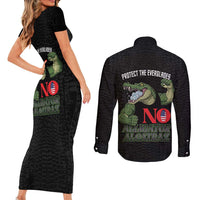 Protect The Everglades Couples Matching Short Sleeve Bodycon Dress and Long Sleeve Button Shirt Gator No Alligator Alcatraz - Wonder Print Shop