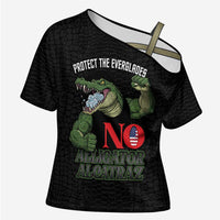 Protect The Everglades Cross Shoulder Shirt Gator No Alligator Alcatraz - Wonder Print Shop