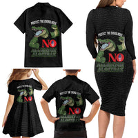 Protect The Everglades Family Matching Long Sleeve Bodycon Dress and Hawaiian Shirt Gator No Alligator Alcatraz - Wonder Print Shop