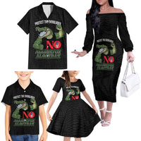 Protect The Everglades Family Matching Off The Shoulder Long Sleeve Dress and Hawaiian Shirt Gator No Alligator Alcatraz - Wonder Print Shop