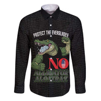 Protect The Everglades Family Matching Off The Shoulder Long Sleeve Dress and Hawaiian Shirt Gator No Alligator Alcatraz - Wonder Print Shop