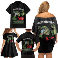 Protect The Everglades Family Matching Off Shoulder Short Dress and Hawaiian Shirt Gator No Alligator Alcatraz - Wonder Print Shop