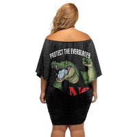 Protect The Everglades Family Matching Off Shoulder Short Dress and Hawaiian Shirt Gator No Alligator Alcatraz - Wonder Print Shop