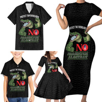 Protect The Everglades Family Matching Short Sleeve Bodycon Dress and Hawaiian Shirt Gator No Alligator Alcatraz - Wonder Print Shop