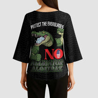 Protect The Everglades Kimono Sleeve Blouse Gator No Alligator Alcatraz - Wonder Print Shop