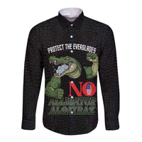 Protect The Everglades Long Sleeve Button Shirt Gator No Alligator Alcatraz - Wonder Print Shop