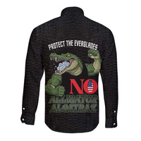 Protect The Everglades Long Sleeve Button Shirt Gator No Alligator Alcatraz - Wonder Print Shop