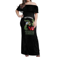 Protect The Everglades Off Shoulder Maxi Dress Gator No Alligator Alcatraz - Wonder Print Shop
