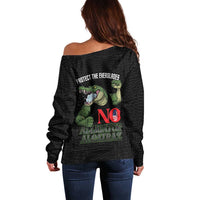 Protect The Everglades Off Shoulder Sweater Gator No Alligator Alcatraz - Wonder Print Shop