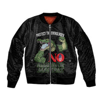 Protect The Everglades Sleeve Zip Bomber Jacket Gator No Alligator Alcatraz - Wonder Print Shop