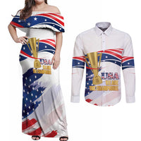 Personalized United States Soccer Couples Matching Off Shoulder Maxi Dress and Long Sleeve Button Shirt 2025 USA Champions - Wonder Print Shop