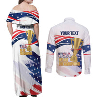 Personalized United States Soccer Couples Matching Off Shoulder Maxi Dress and Long Sleeve Button Shirt 2025 USA Champions - Wonder Print Shop