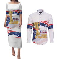 Personalized United States Soccer Couples Matching Puletasi and Long Sleeve Button Shirt 2025 USA Champions - Wonder Print Shop