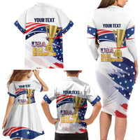 Personalized United States Soccer Family Matching Long Sleeve Bodycon Dress and Hawaiian Shirt 2025 USA Champions - Wonder Print Shop
