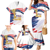 Personalized United States Soccer Family Matching Mermaid Dress and Hawaiian Shirt 2025 USA Champions - Wonder Print Shop