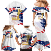 Personalized United States Soccer Family Matching Mermaid Dress and Hawaiian Shirt 2025 USA Champions - Wonder Print Shop