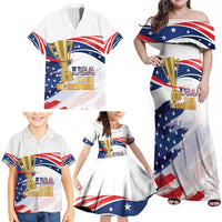 Personalized United States Soccer Family Matching Off Shoulder Maxi Dress and Hawaiian Shirt 2025 USA Champions - Wonder Print Shop
